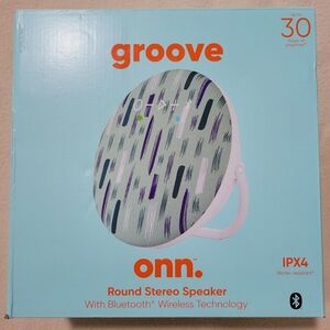 onn. Portable Bluetooth Speaker IPX4 Water Resistant Round Wireless Speaker